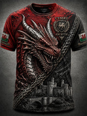 Men's Welsh Red Dragon Printed Short-Sleeve T-Shirt