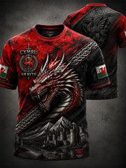 Men's Welsh Red Dragon Printed Short-Sleeve T-Shirt