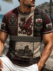 Men's Welsh Red Dragon Printed Short-Sleeve T-Shirt