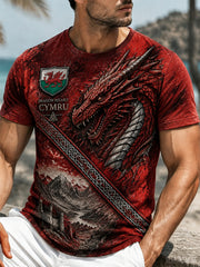 Men's Welsh Red Dragon Printed Short-Sleeve T-Shirt