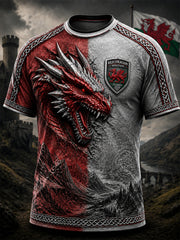 Men's Welsh Red Dragon Printed Short-Sleeve T-Shirt