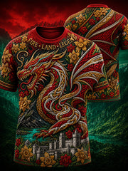 Vintage-Style British Welsh Art Print Casual T-Shirt
