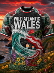 Vintage-Style British Welsh Art Print Casual T-Shirt