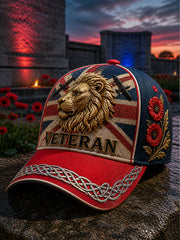 Unisex Vintage British Veteran Art Print Casual Hat
