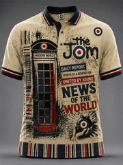Men's Retro Punk Music The Modfather Paul Weller  Printed Polo Shirt