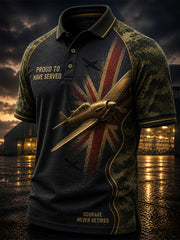 Vintage British Veteran-Inspired Graphic Casual Polo Shirt