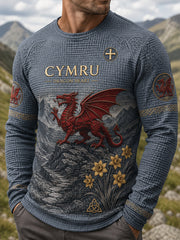 Men's Wales UK Waffle Long Sleeve T-Shirt
