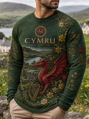 Men's Wales UK Waffle Long Sleeve T-Shirt