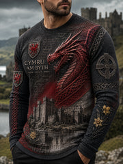 Men's Wales UK Waffle Long Sleeve T-Shirt