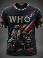 Men's UK Mods Music Lover The Who Printed Short-Sleeved T-Shirt