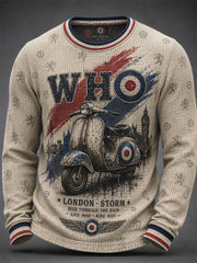 Men's UK Mods Music Lover The Who Printed Long-Sleeve Waffle Top