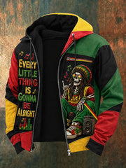 Men's Reggae Art Printed Long Sleeved Hooded Jacket