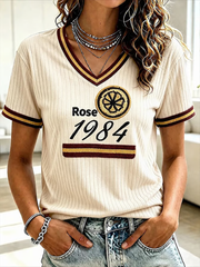 Women's Lemon Roses Music Lover Printed short-sleeved T-shirt