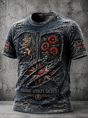 Men's Retro Patriotic Veteran Attitude Print Short-Sleeve T-Shirt