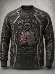 Men's British Veteran Commemorative Print Long-Sleeve Sweatshirt