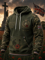 Men's Vintage Veteran-Themed Graphic Hoodie