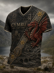 Men's Wales Uk  V-neck T-shirt