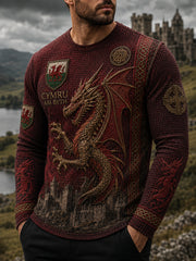 Men's Wales Uk Waffle Long Sleeve T-Shirt