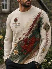 Men's Wales Uk Waffle Long Sleeve T-Shirt