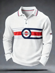 Men's Mods Culture UK Music Lover Business Style Printed long sleeve polo