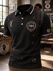 Men's Retro Northern Soul Keep The Faith Print Casual Polo Shirt