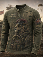 Men's British Veteran Commemorative Print Long-Sleeve Top