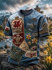 Men's Welsh Cultural Element Art Print T-Shirt