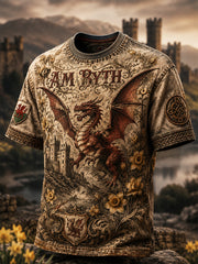 Men's Welsh Cultural Element Art Print T-Shirt
