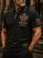 Men's British Veteran Commemorative Print Short-Sleeve Polo Shirt