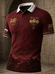 Men's Welsh print polo shirt