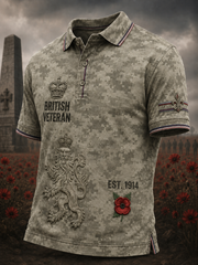 Men's British veteran Printed polo shirt