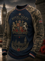 Men's Vintage-Style Camo-Print Waffle-Knit Raglan Long-Sleeve Top
