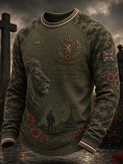 Men's Vintage-Style Camo-Print Waffle-Knit Raglan Long-Sleeve Top