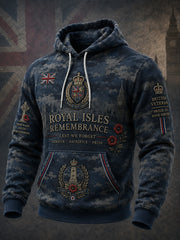 Men's Vintage-Style Long-Sleeve Hooded Sweatshirt With Veteran Commemorative Camouflage Print