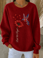 Women's Remembrance Day Ribbed Round-Neck Sweatshirt