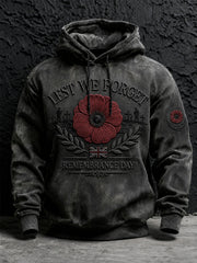 Men's Remembrance Day Lest We Forget Print Oversized Drop-Shoulder Hoodie