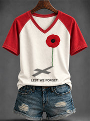 Women's Remembrance Day Printed V-neck T-shirt