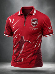 Men's Short-Sleeve Zip-Front Polo Shirt With Club-Inspired Graphic Print