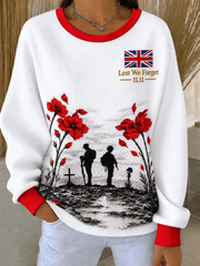 Women's Remembrance Day Ribbed Round-Neck Sweatshirt