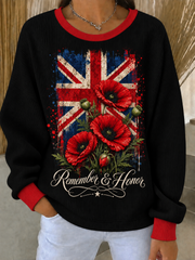 Women's Remembrance Day Ribbed Round-Neck Sweatshirt