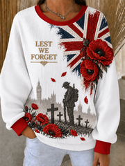 Women's Remembrance Day Ribbed Round-Neck Sweatshirt