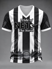 Men's Football Fan Printed V-neck T-shirt
