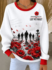 Women's Remembrance Day Ribbed Round-Neck Sweatshirt