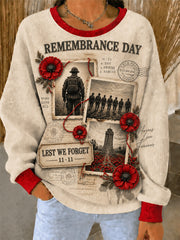 Women's Remembrance Day Ribbed Round-Neck Sweatshirt