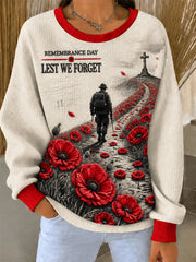 Women's Remembrance Day Ribbed Round-Neck Sweatshirt