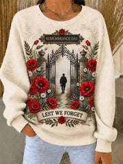 Women's Remembrance Day Ribbed Round-Neck Sweatshirt