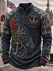 Men's Memorial Printed Casual Button T-Shirt