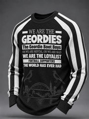 Men's Football Fan Print Geordie Waffle Sweatshirt