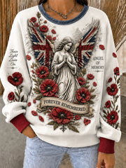 Women's Remembrance Day Ribbed Round-Neck Sweatshirt