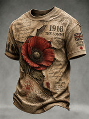 Men's Remembrance Day THE SOMME 110 YEARS Print  Short-Sleeve T-Shirt